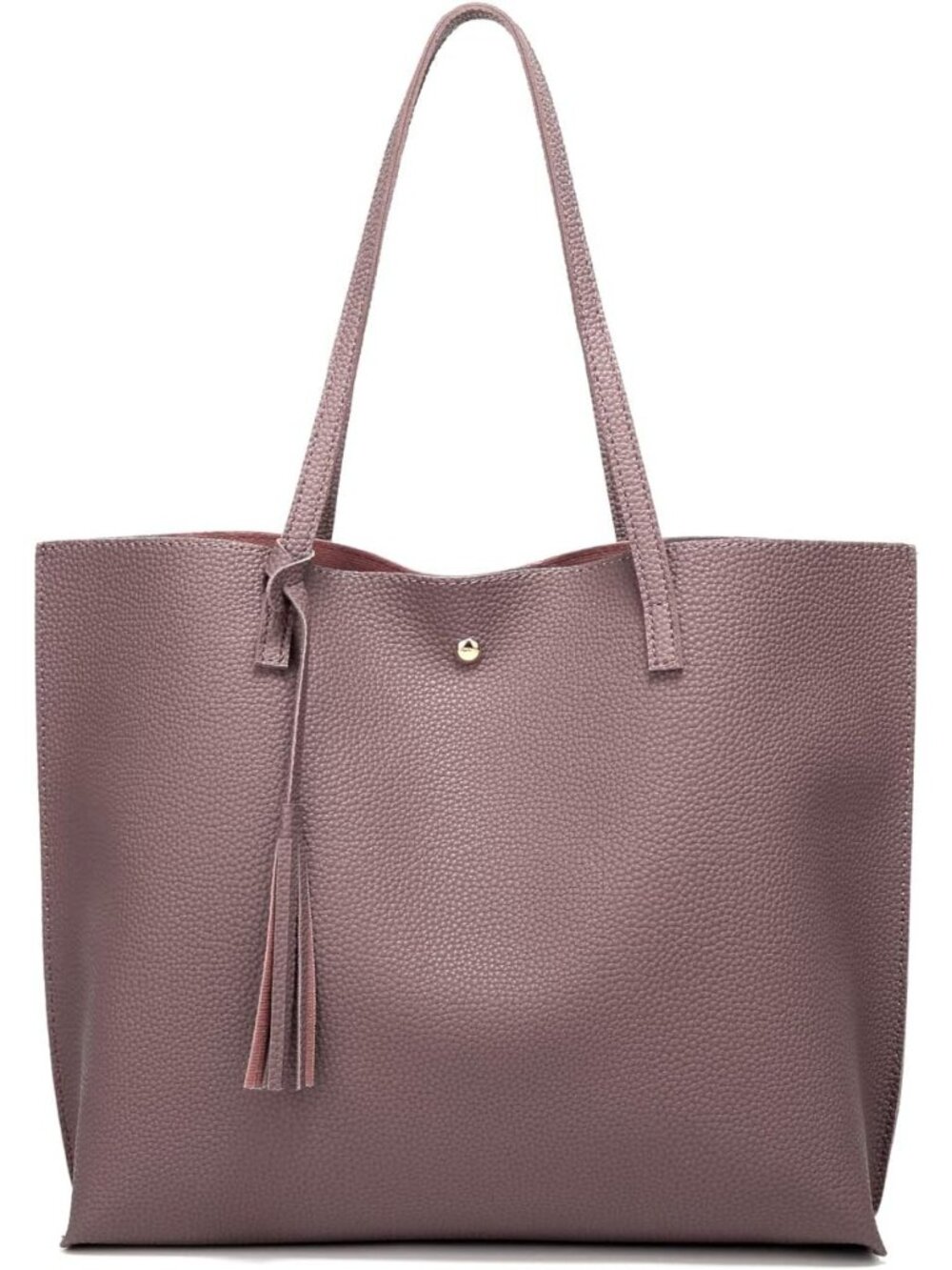 〽️Women Dark Pink Big Capacity Tassel Casual Faux Leather Shoulder Tote Handbag